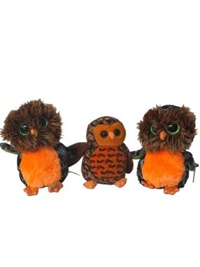 LUC ty halloween beanie babies boos Owl Pet Toy Set of 3 Plushies
